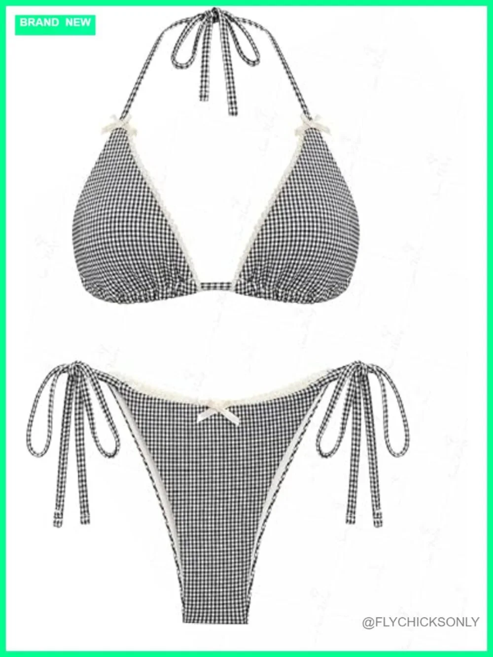 Textured Halter Triangle Tie Side Bikini Set with Removable Pads